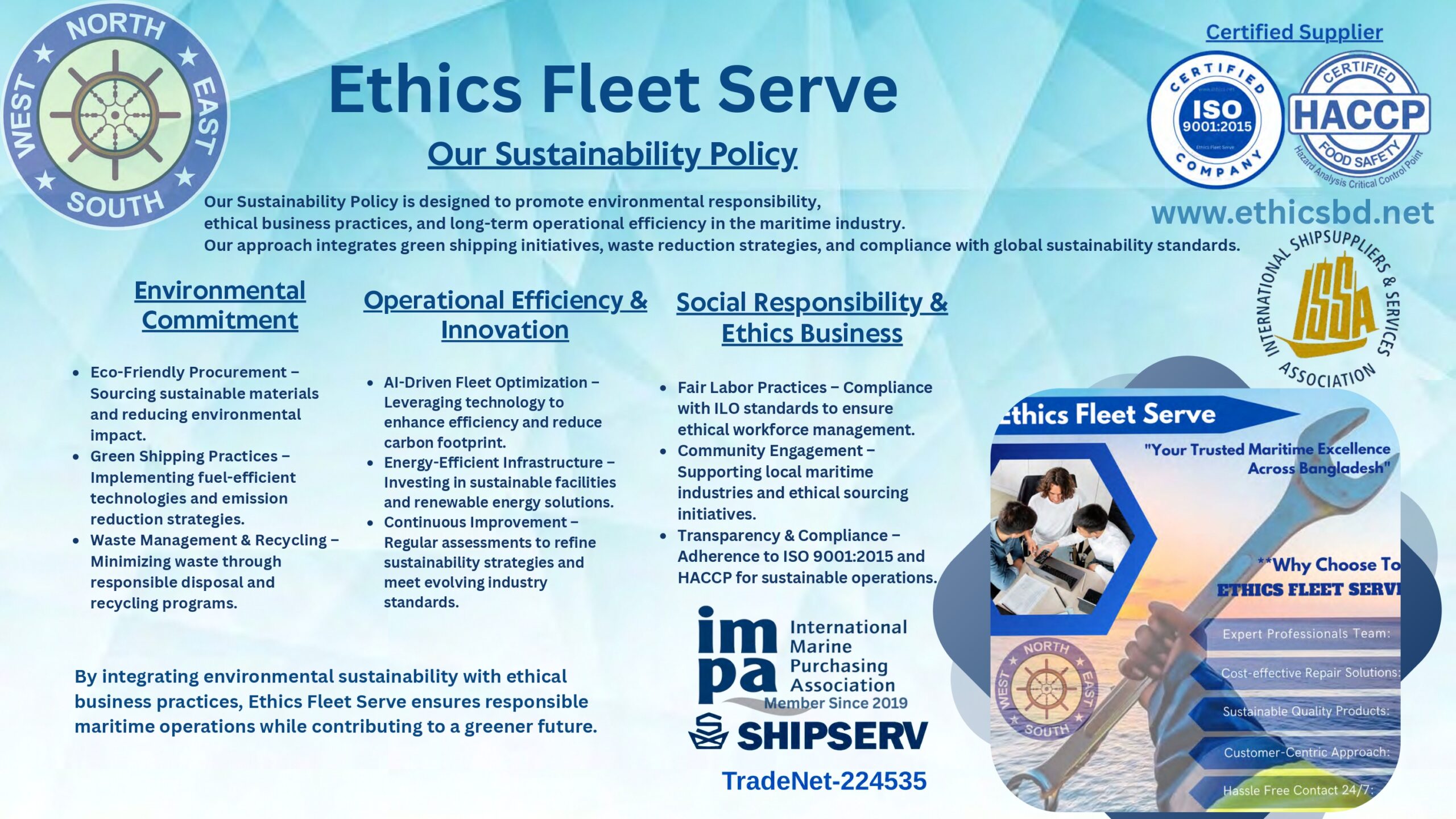 Ethics Fleet Serve Sustainability Policy Infographic